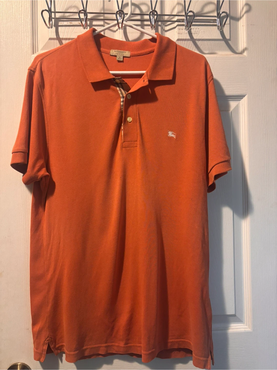 Burberry London Slim Fit Polo Shirt - Orange - Size L