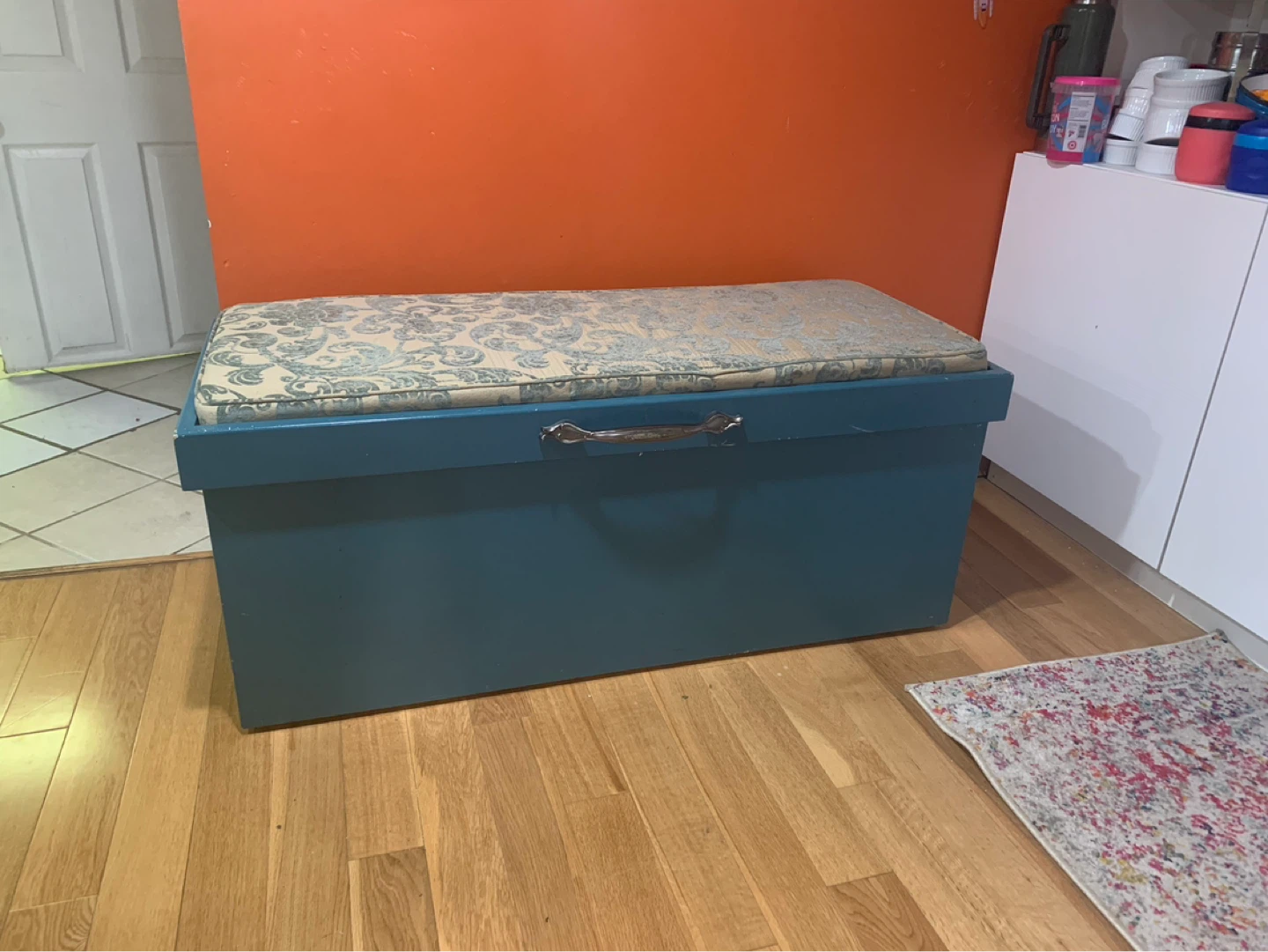 Blue Storage Chest with Cushion
