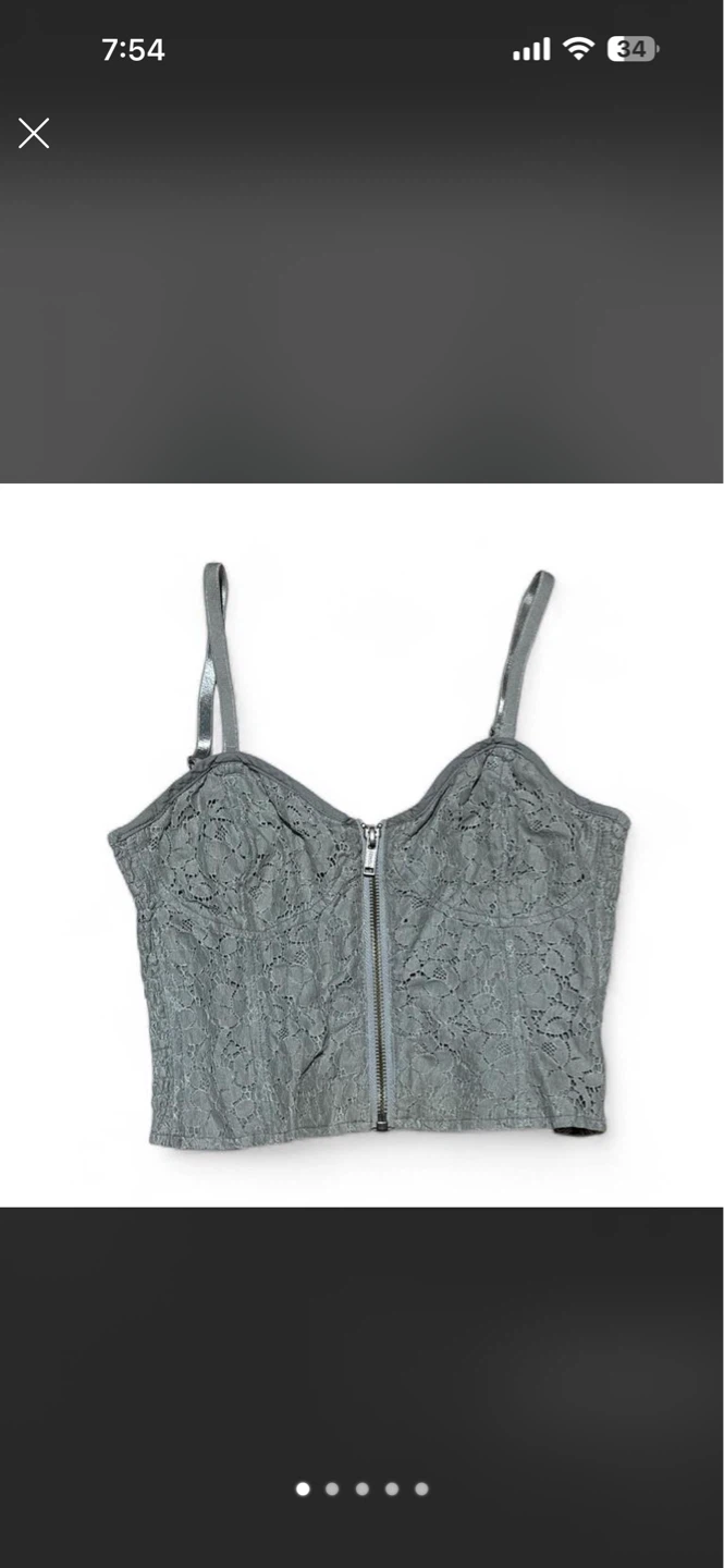 Talula Grey Lace Zipper Corset Top Size 4