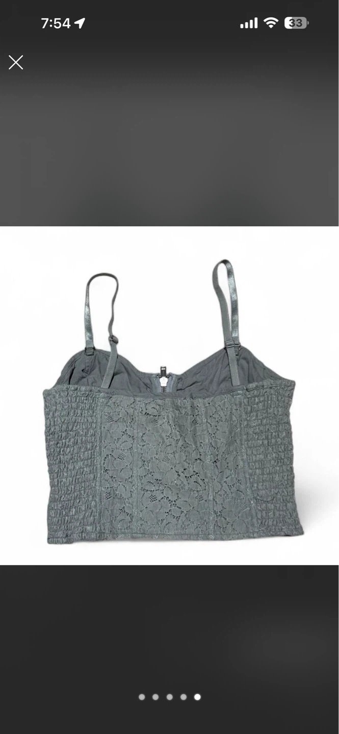 Talula Grey Lace Zipper Corset Top Size 4 - photo 5