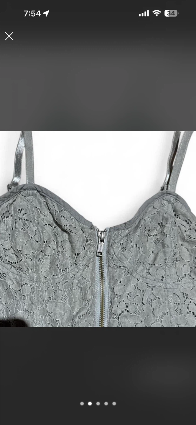 Talula Grey Lace Zipper Corset Top Size 4 - photo 2