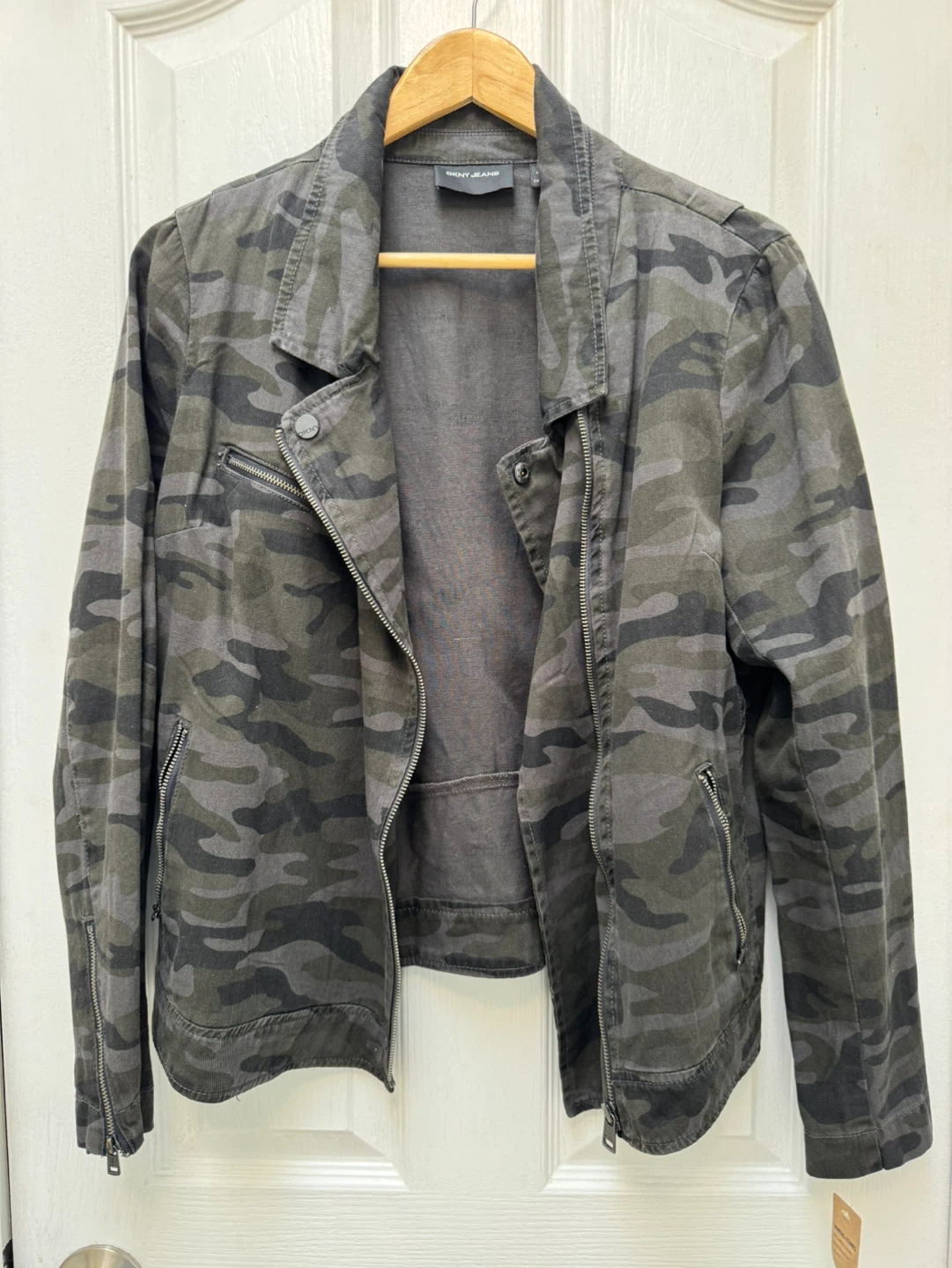 DKNY Jeans Camo Moto Jacket XL ⚽️