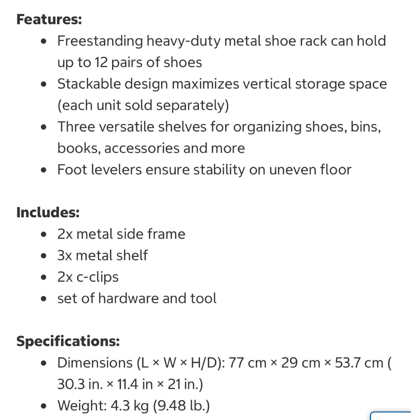 Stackable 3-tier Metal Shoe Rack - photo 2