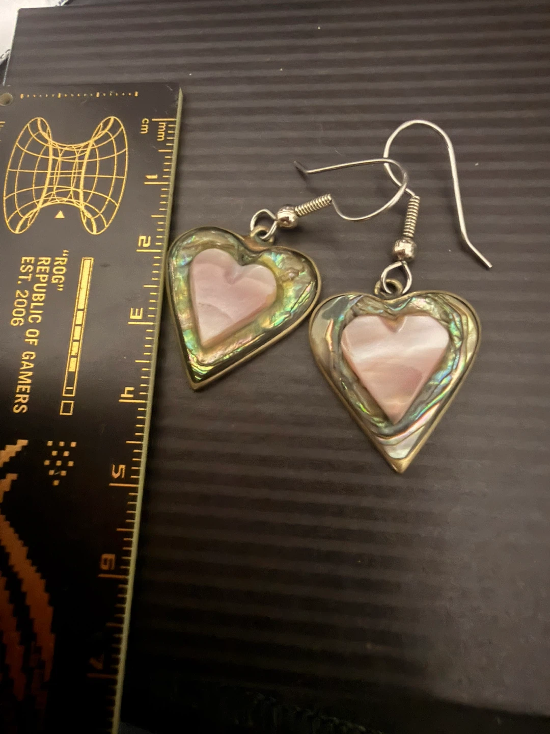 Heart Shaped Abalone Shell Earrings vintage