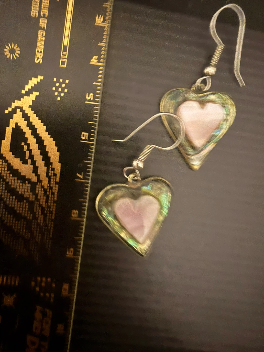 Heart Shaped Abalone Shell Earrings vintage - photo 2