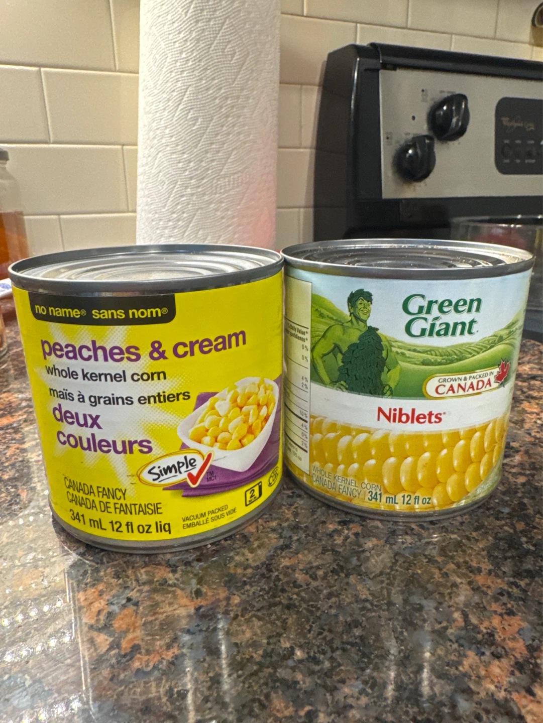 Green Giant Niblets Corn and Simple Peaches & Cream Corn