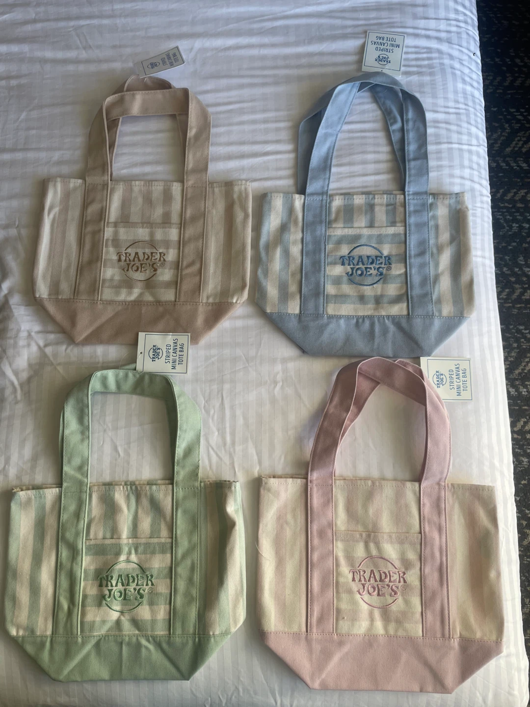 Trader Joe's Striped Mini Canvas Tote Bag - Various Colours