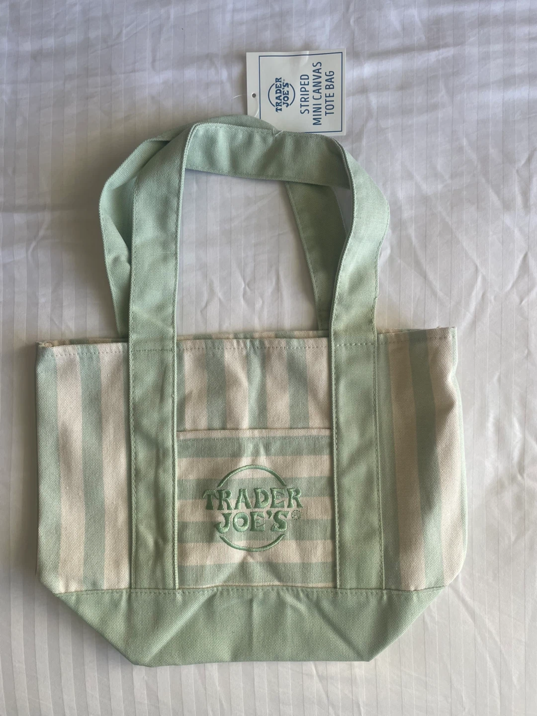 Trader Joe's Striped Mini Canvas Tote Bag - Various Colours - photo 5