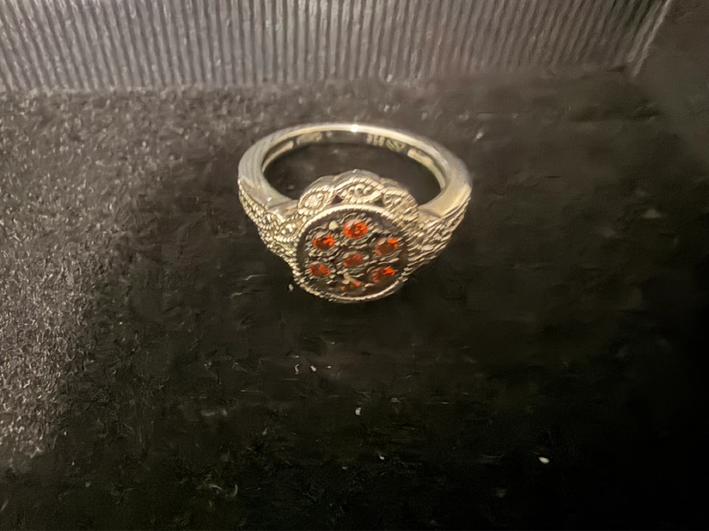 Sterling Silver 925  Ring with Red diamonds size 6 - photo 2