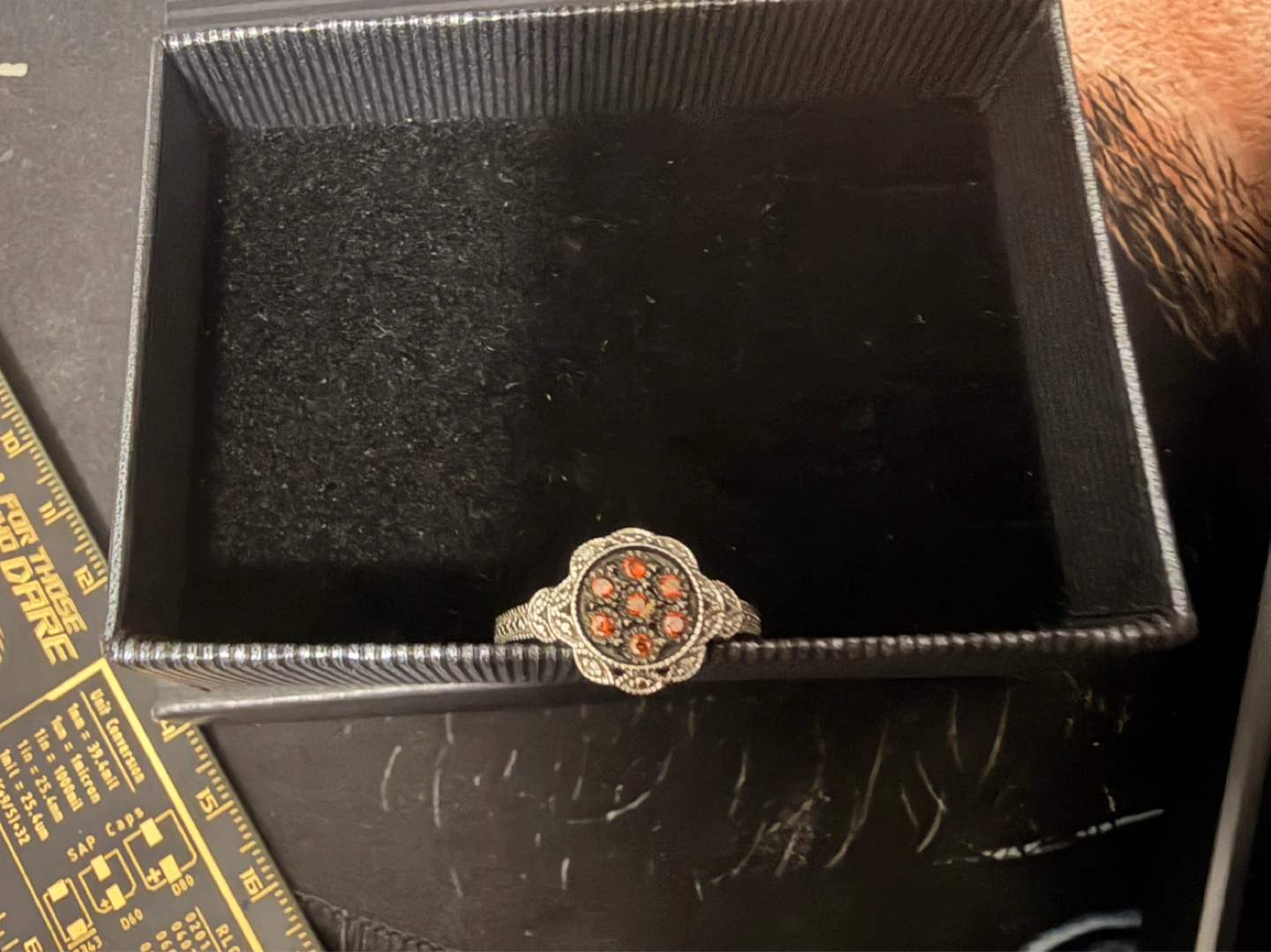 Sterling Silver 925  Ring with Red diamonds size 6 - photo 3