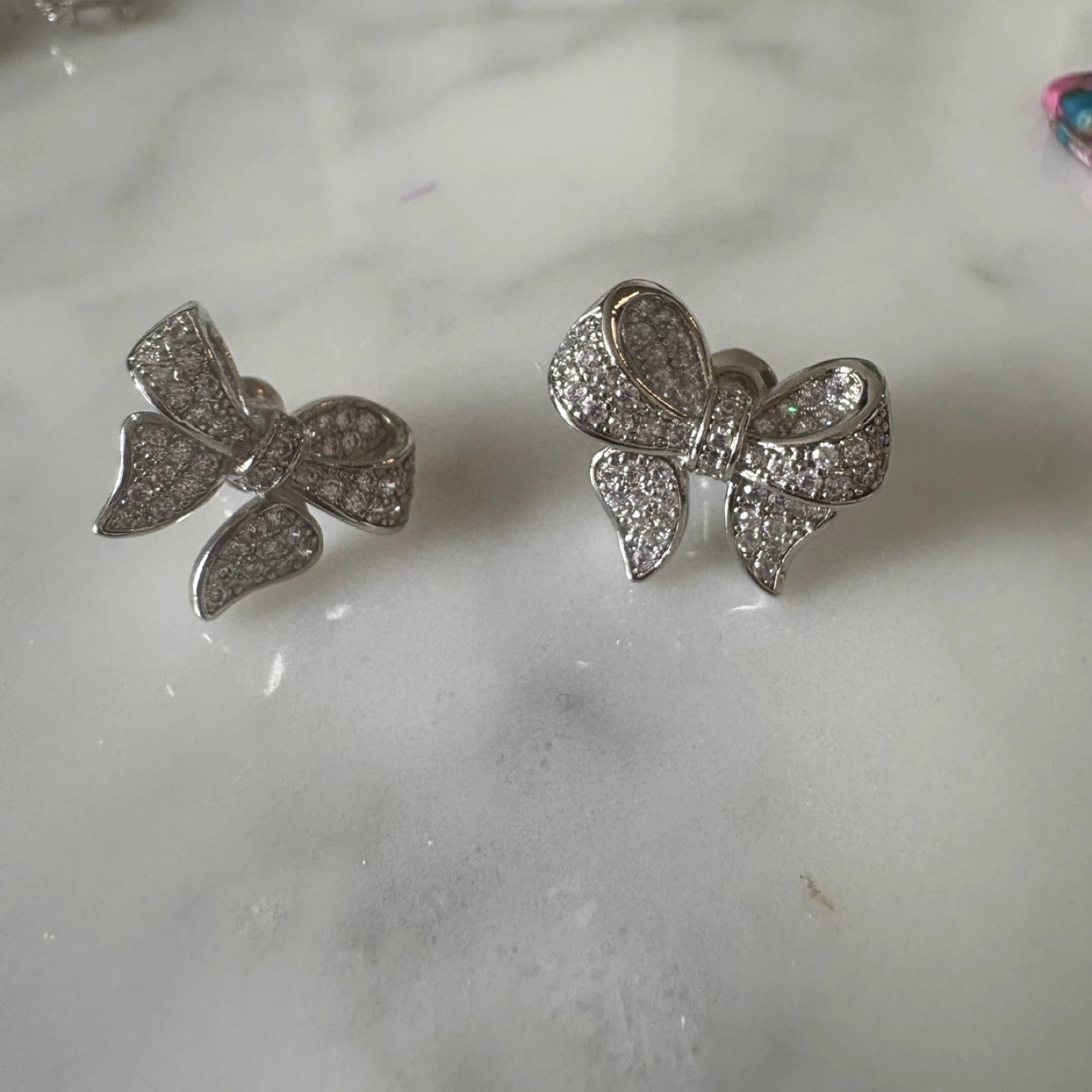 Sterling silver Sparkly Bow Earrings