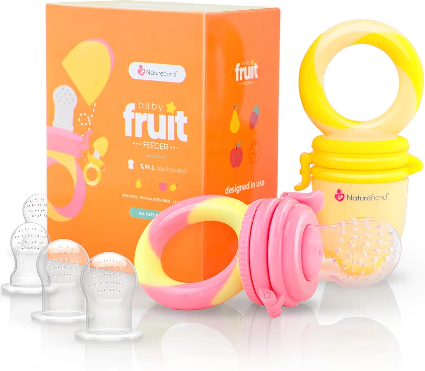 NatureBond Baby Fruit Feeder Set with S, M, L Teats