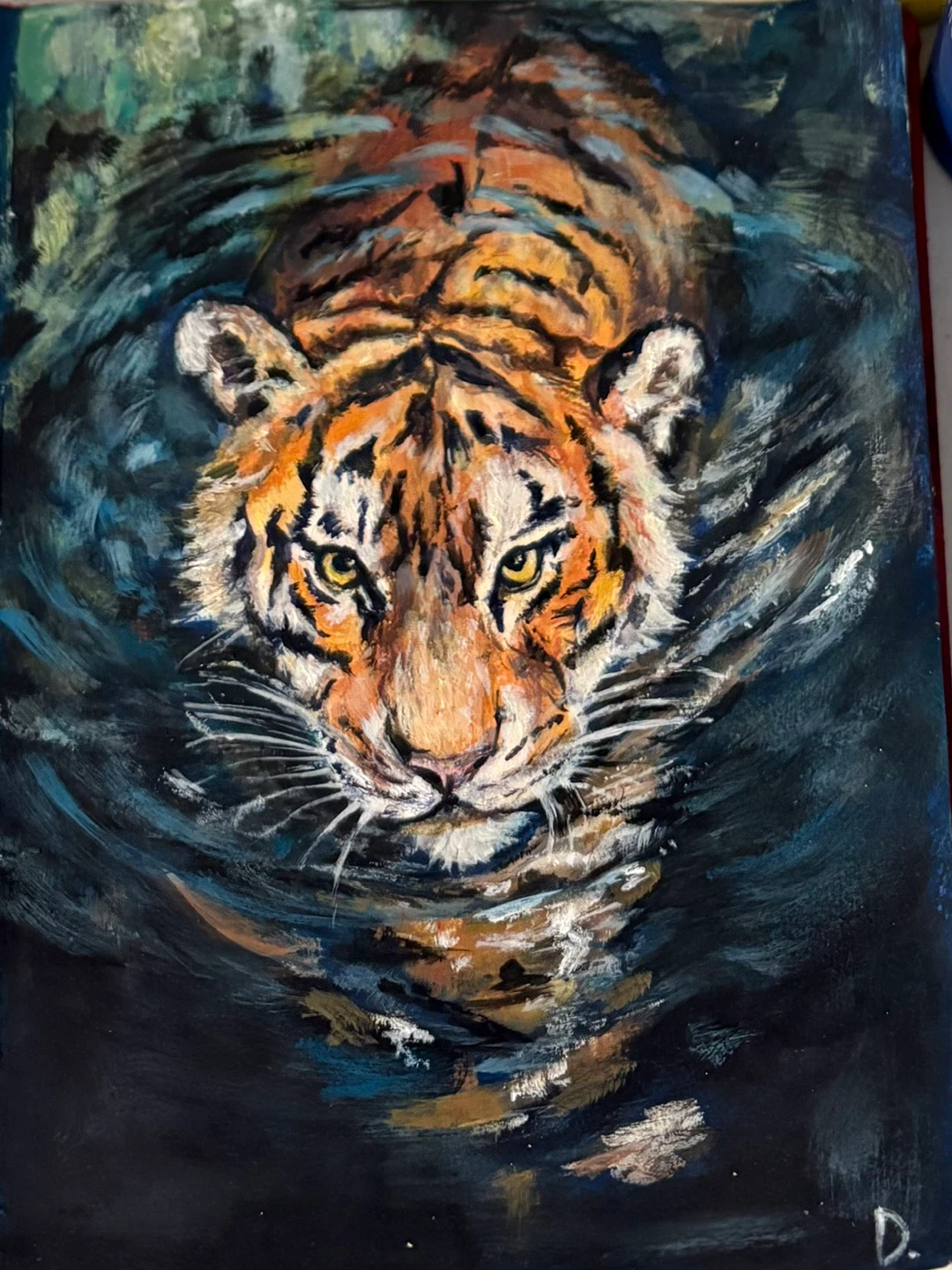 Original Painting of a Tiger in Water