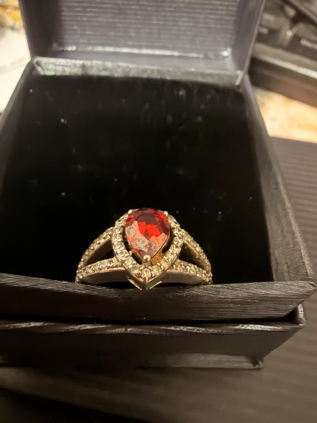 Sterling silver 925 Red Gemstone Ring size 6 - photo 2