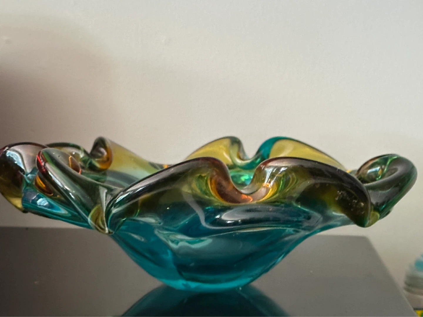 Very large 2 tone Murano glass ashtray - photo 3