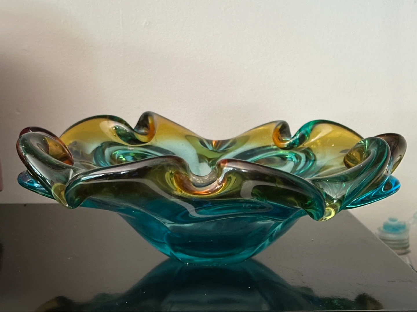 Very large 2 tone Murano glass ashtray - photo 2