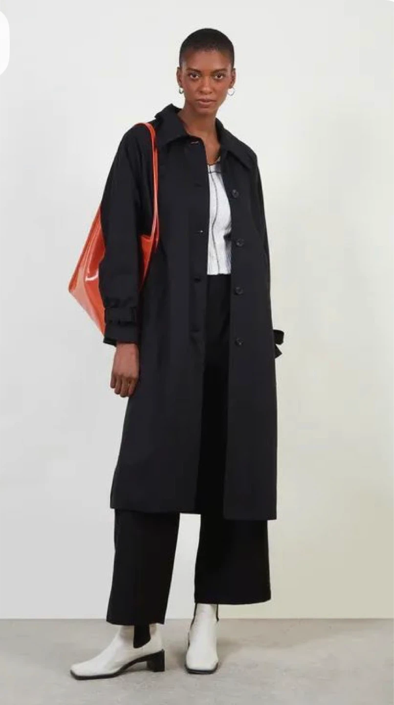 OAK+FORT Black Trench Coat ⚽