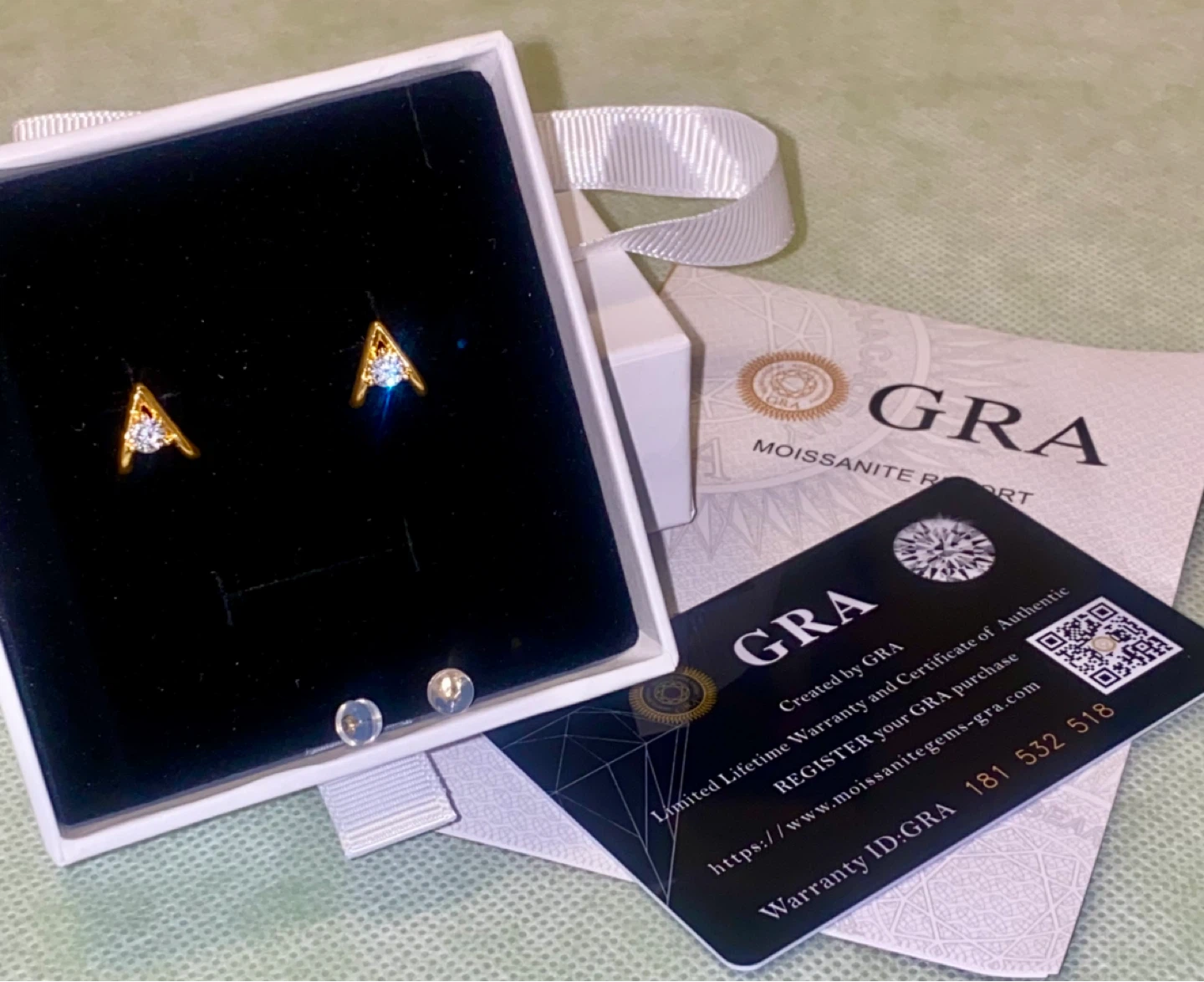 14K Gold Triangle Moissanite Stud Earrings