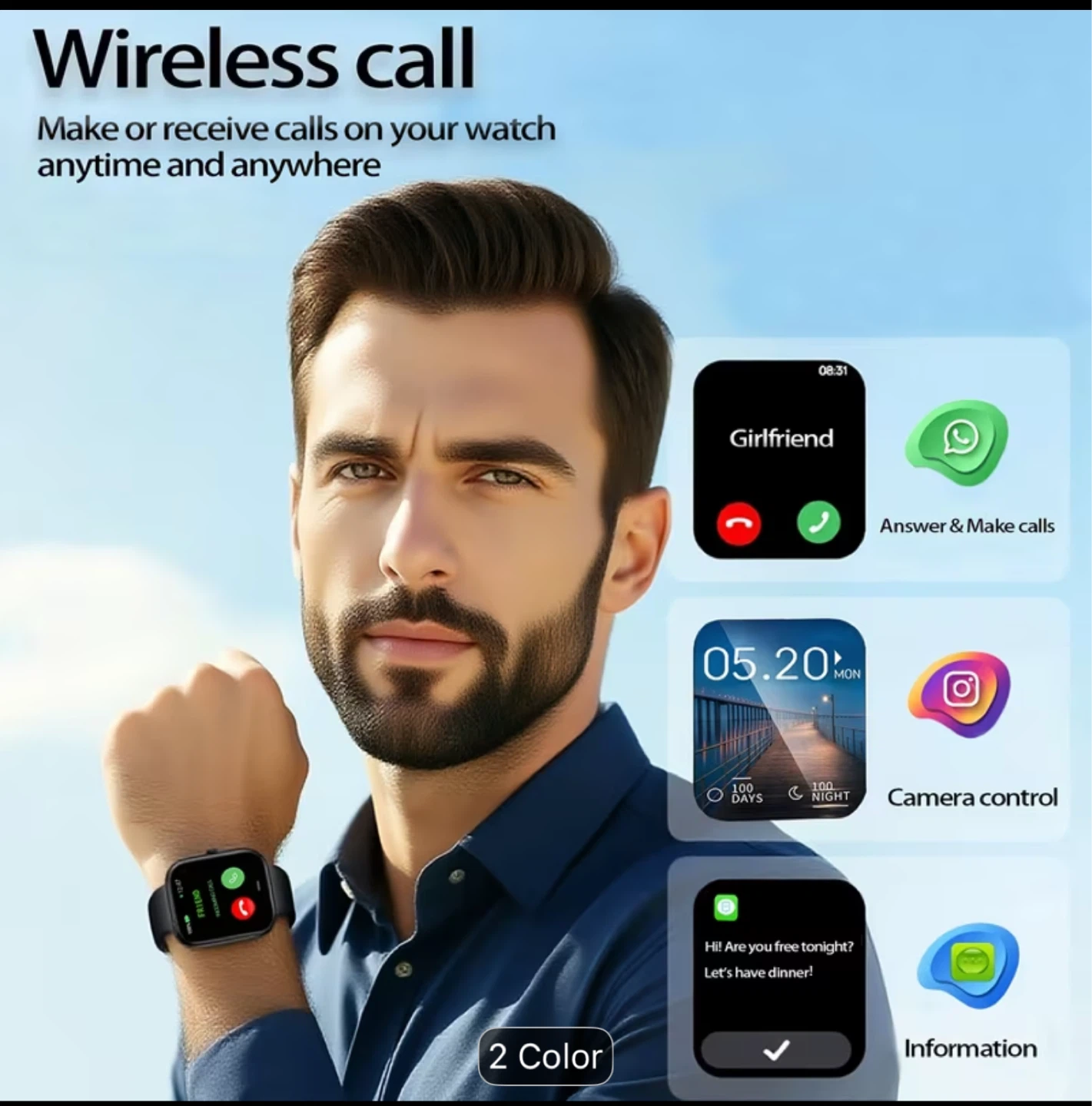 Smartwatch Wireless Call & Camera Control - photo 2
