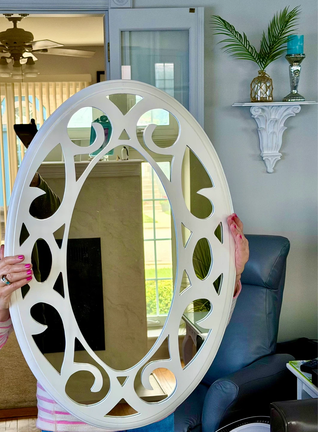 LOVELY LARGE SHABBY CHIC MIRROR