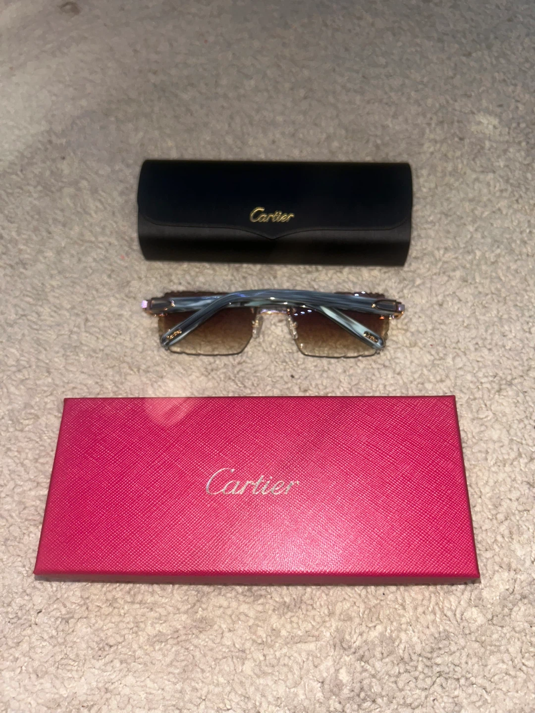 Cartier rimless brown diamond cut lenses - photo 3