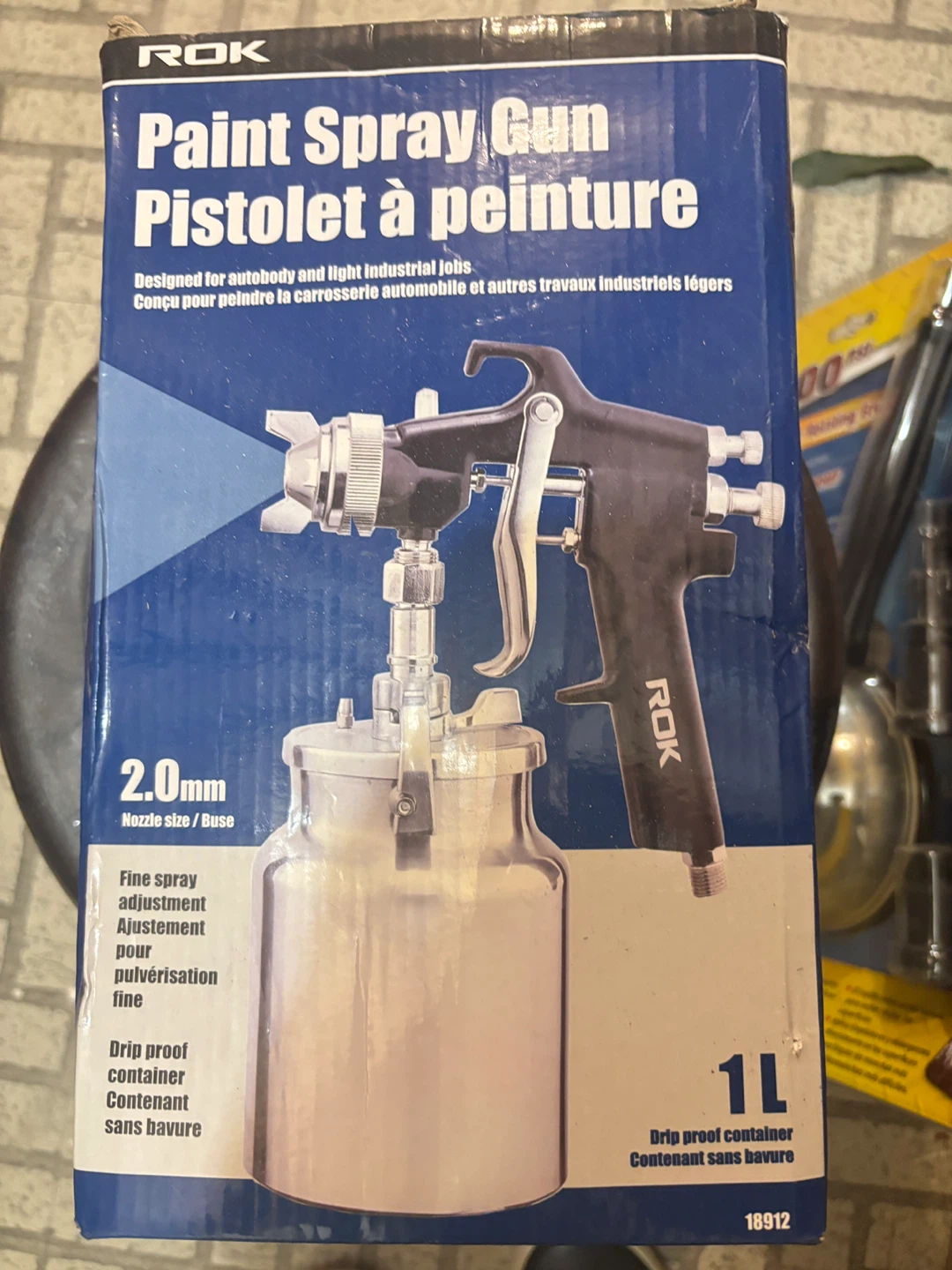 ROK Paint Spray Gun 2.0mm Nozzle 1L Container