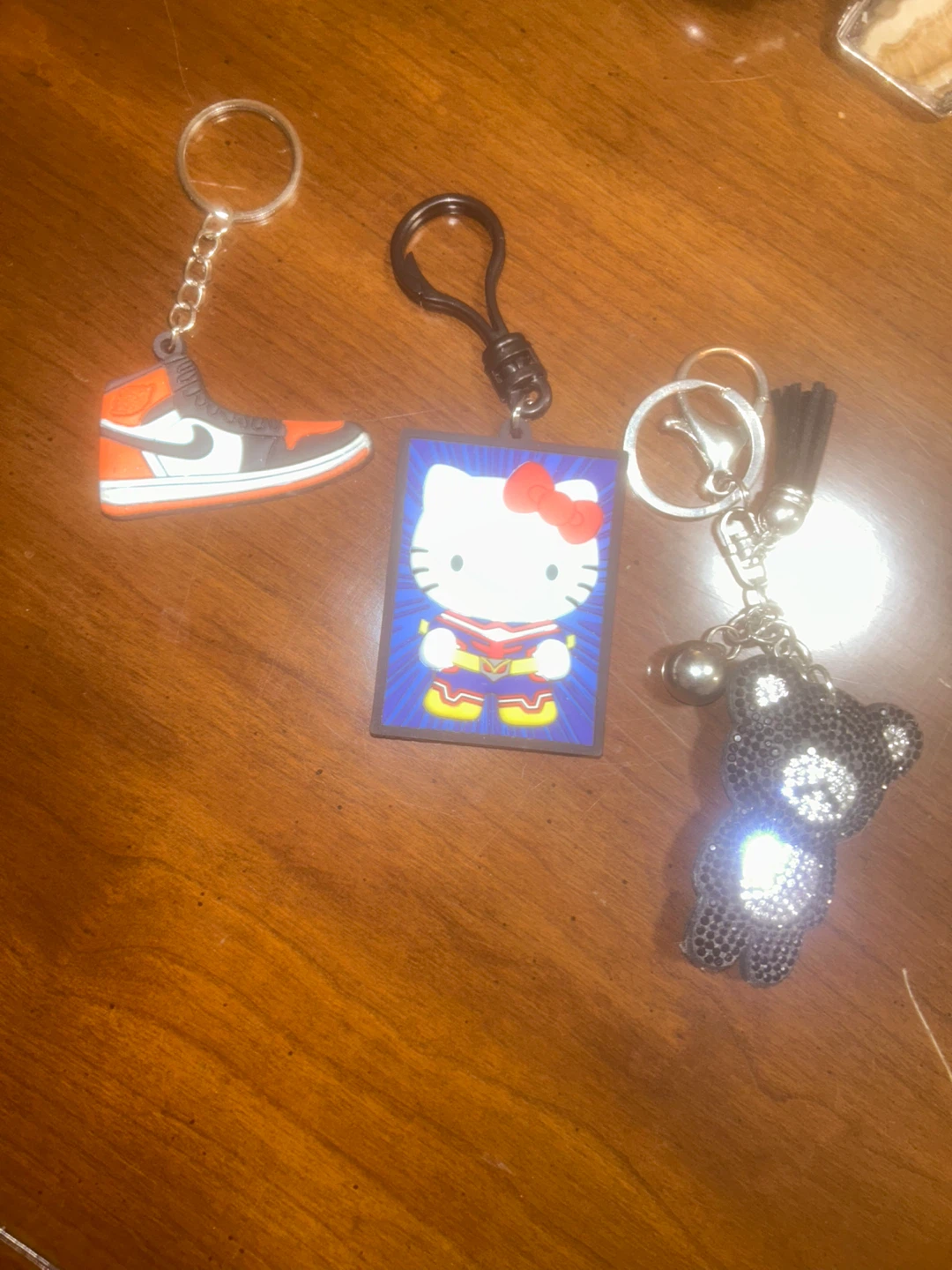 ⚽ Assorted Keychains: Sneaker, Hello Kitty, & Rhinestone Bear