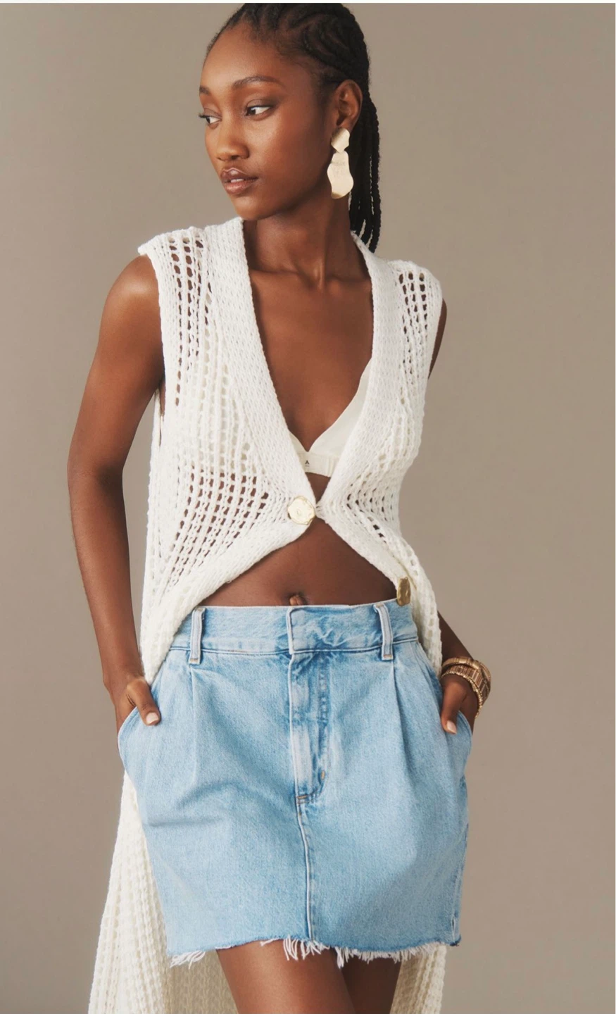 Agolde Light Wash Denim Mini Skirt ⚽