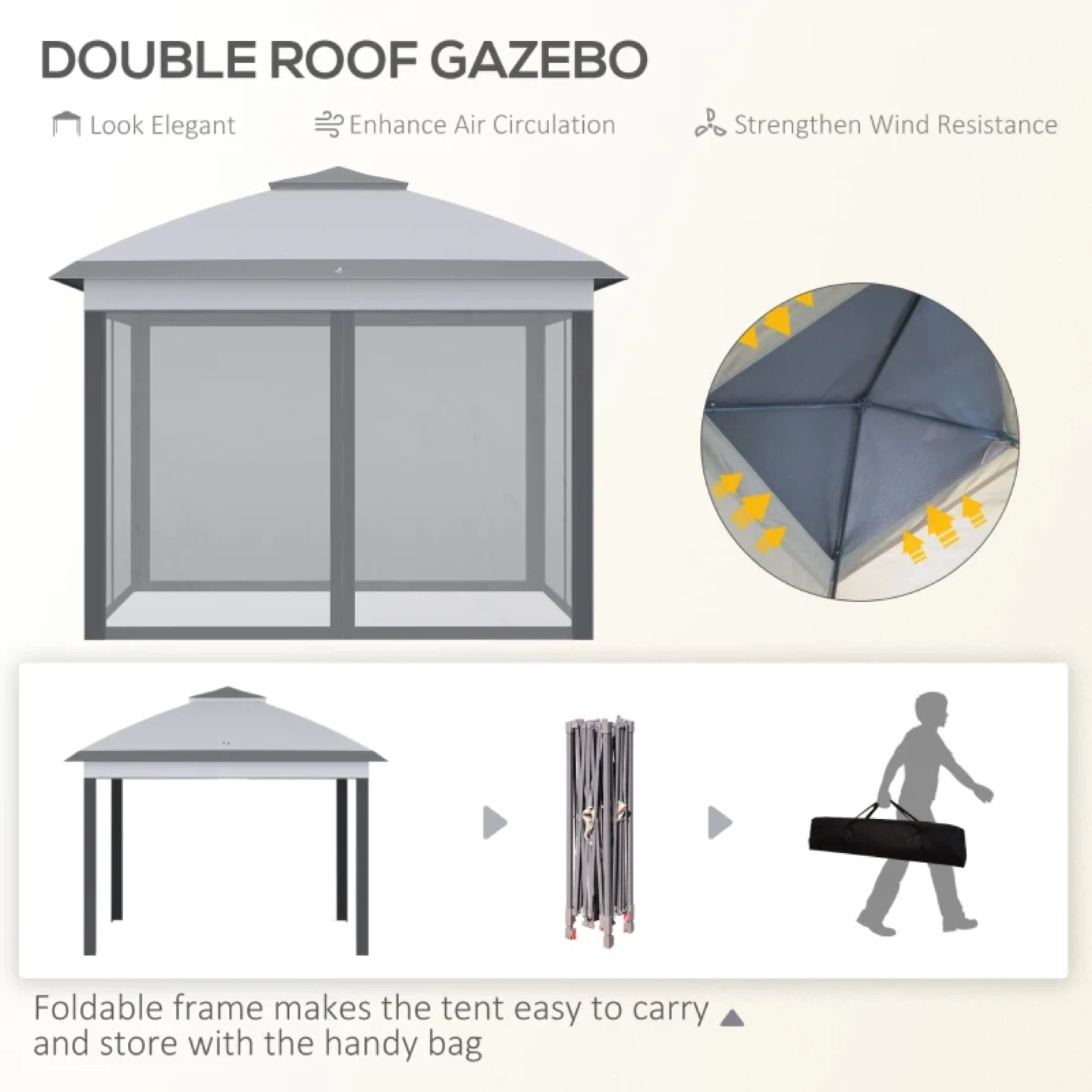 Outsunny 11' x 11' Pop Up Canopy Tent with Netting - photo 3