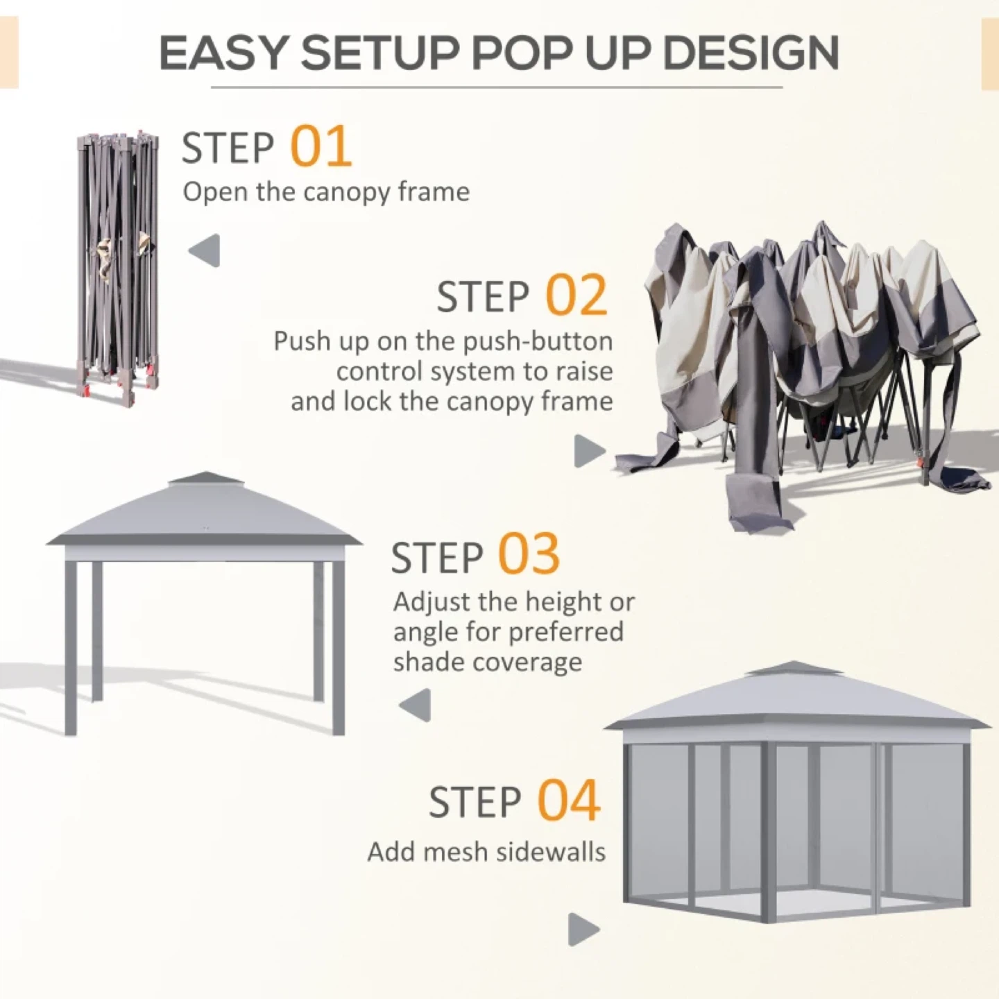 Outsunny 11' x 11' Pop Up Canopy Tent with Netting - photo 4