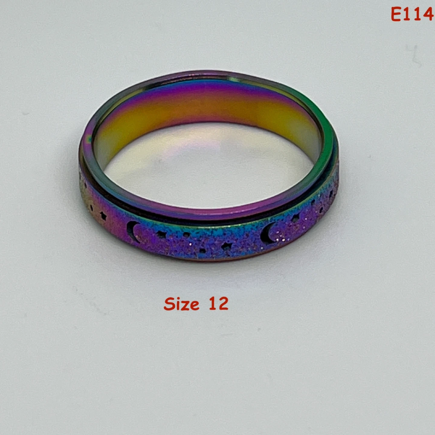 ⚽️ Rainbow Moon & Stars Spinner Ring Size 12