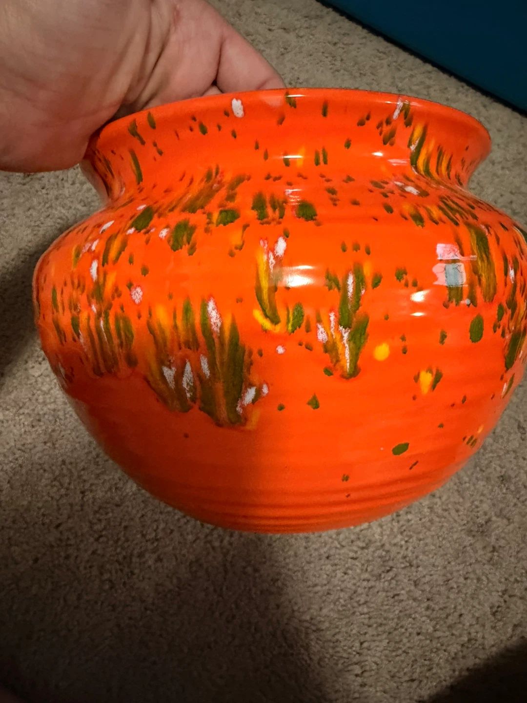 Orange Glazed Ceramic Planter Pot - photo 2
