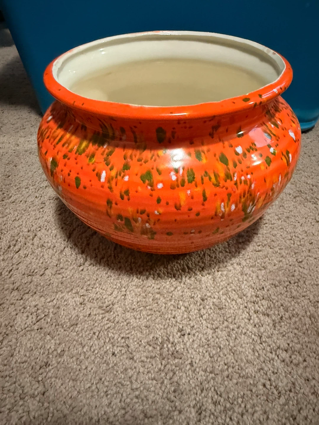 Orange Glazed Ceramic Planter Pot