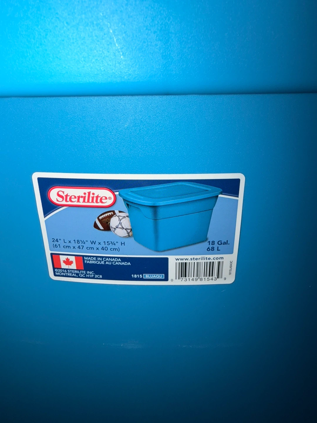 Sterilite Storage Bin 18 Gallon Blue - photo 2