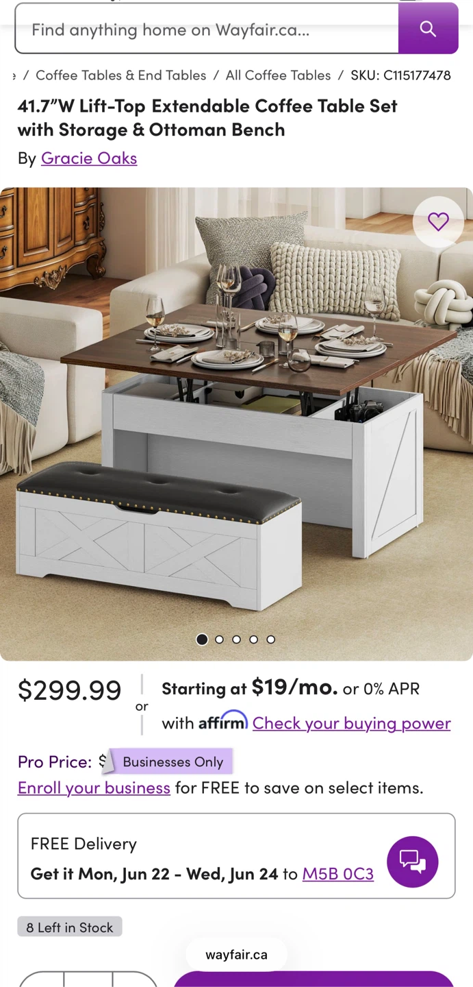Lift Top Coffee Table with Bench 4 in 1 Dinning Table - photo 3