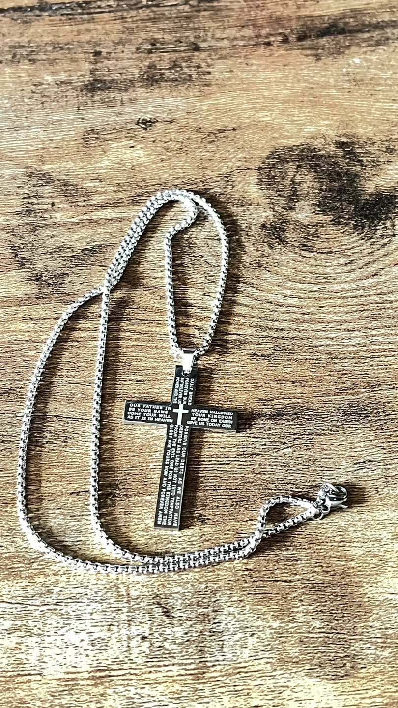 ⚽️ Stainless Steel Lord's Prayer Cross Necklace