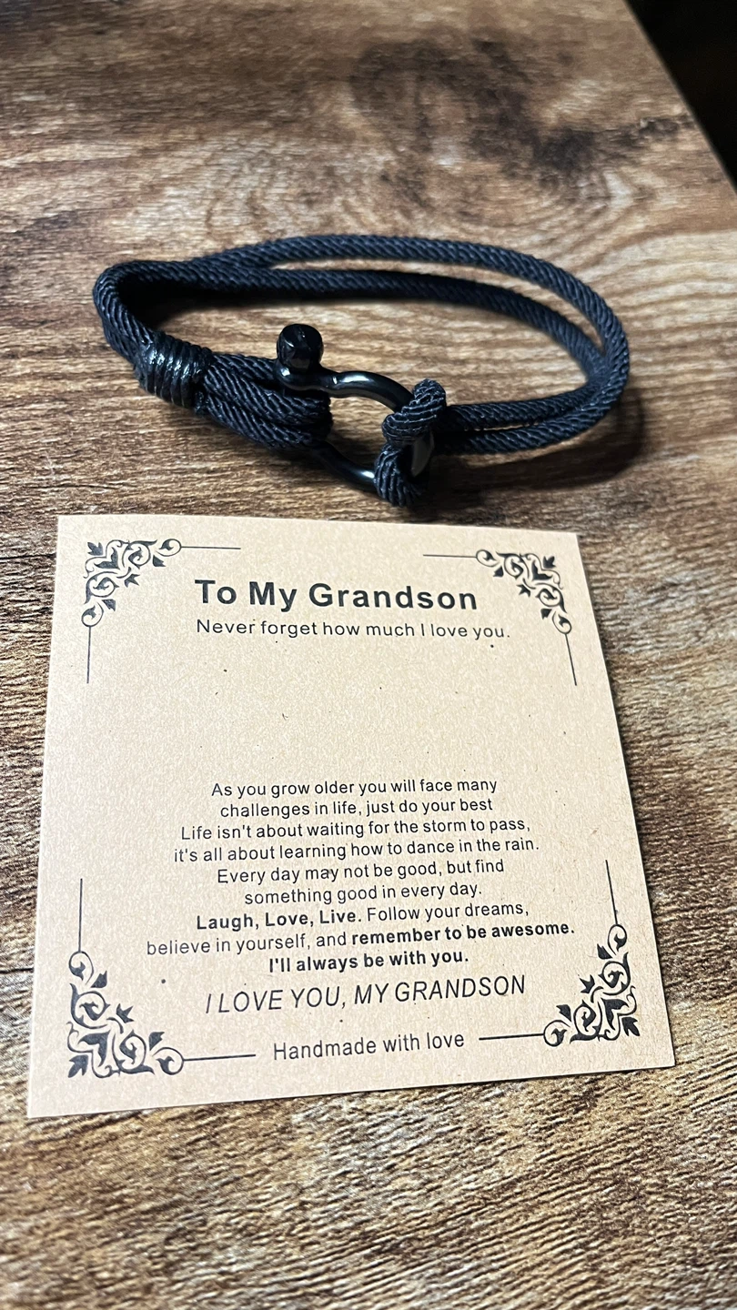 ⚽️ Dark Rope Bracelet with "To My Grandson" Card