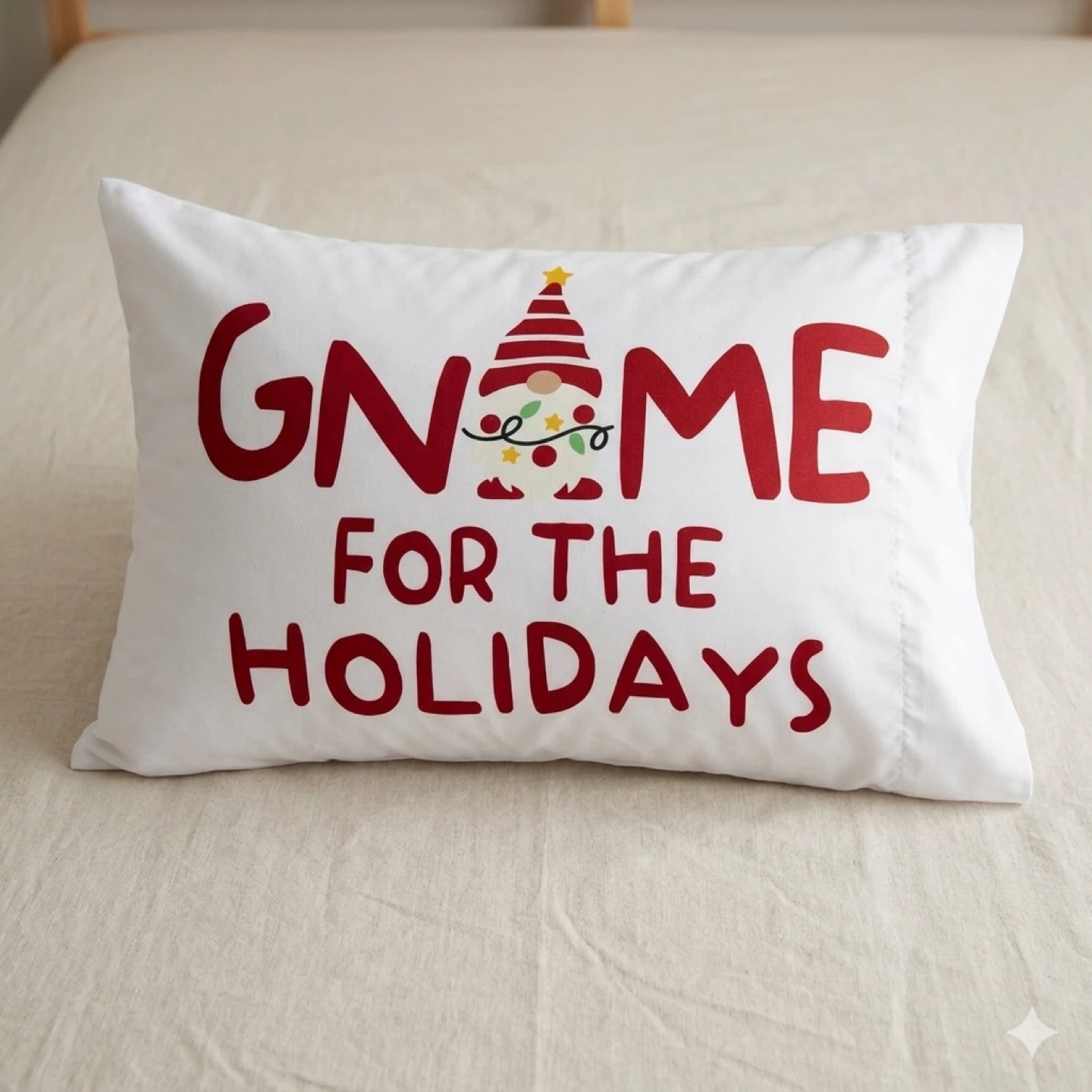 Gnome For The Holidays Pillowcase Standard Size Festive