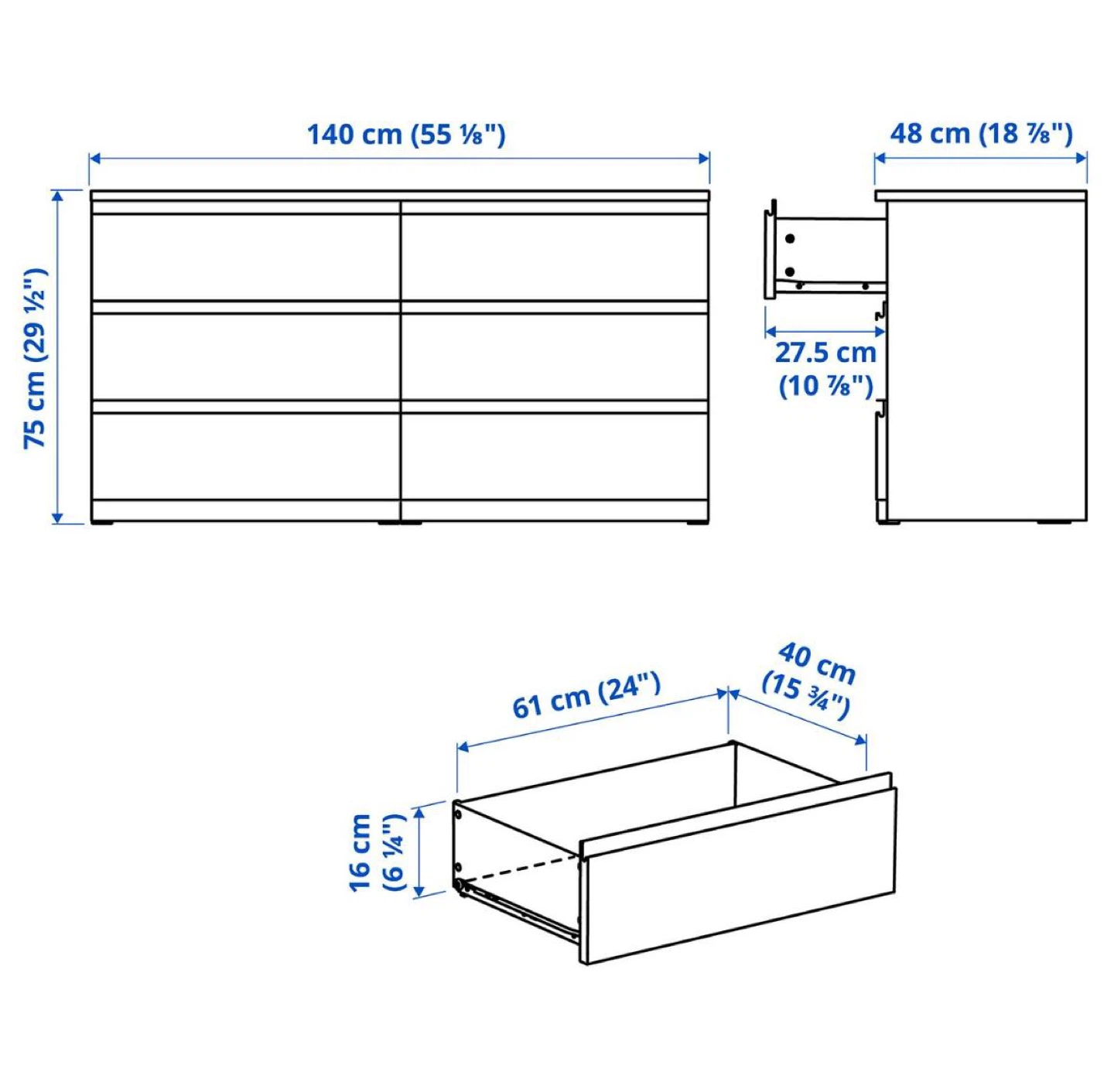 Ikea Nalm Dark Brown 6-Drawer Dresser - photo 5