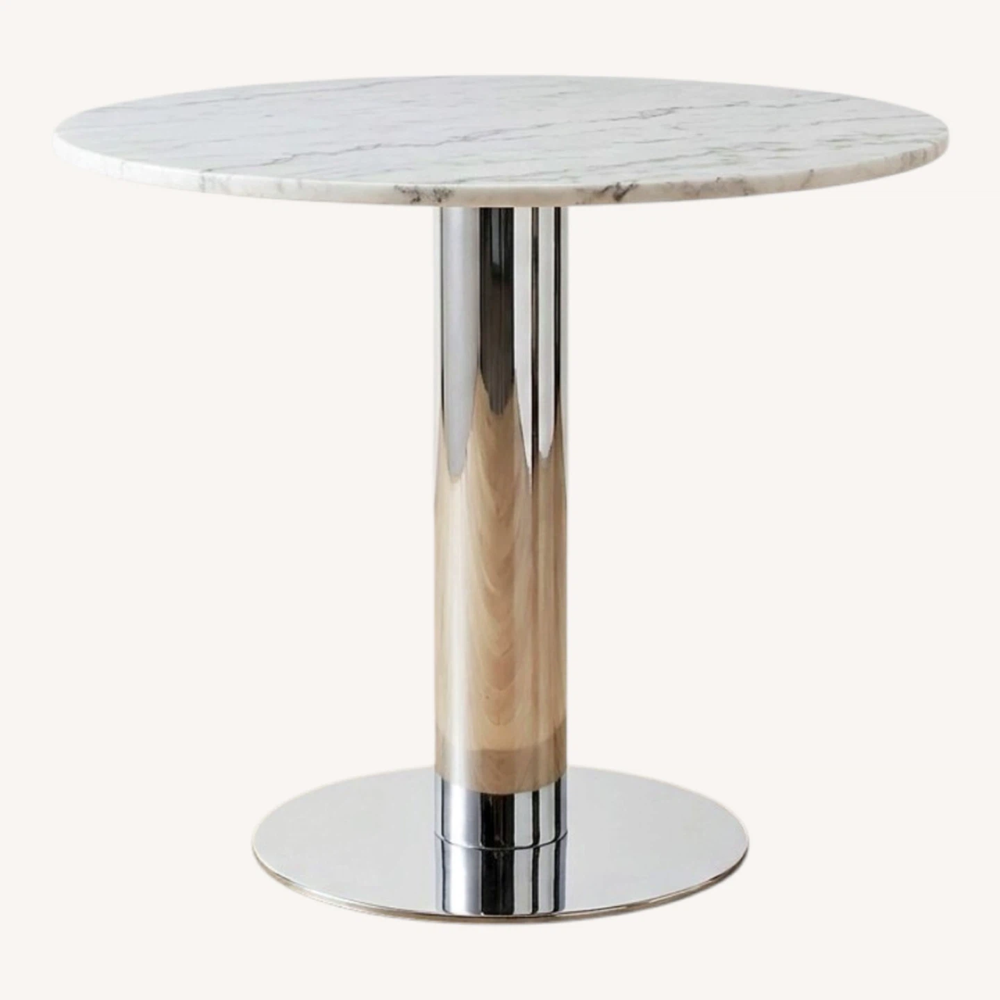 Iconic Tom Dixon Tube Marble Round Top Table with Palladium Base