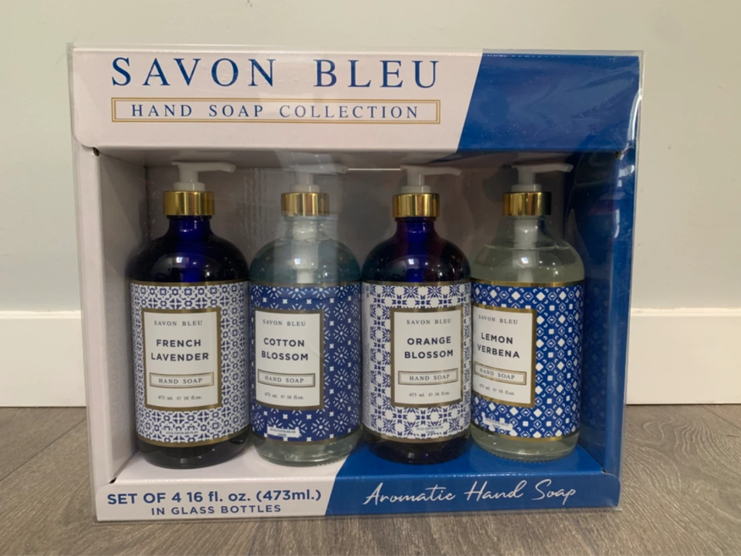New Savon Bleu Hand Soap Collection - 4 x 16 fl oz Glass Bottles
