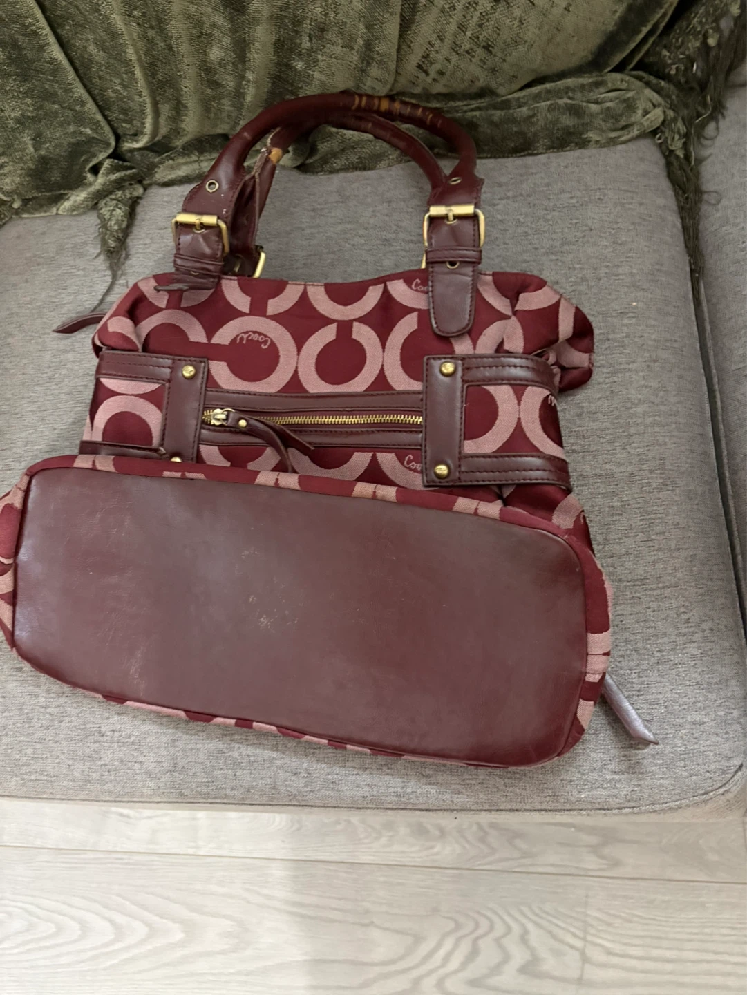 Coach Burgundy Monogram Shoulder Bag