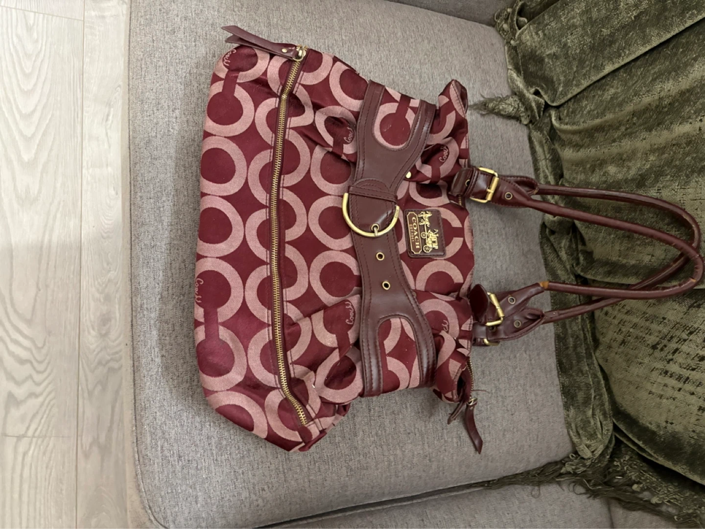 Coach Burgundy Monogram Shoulder Bag - photo 2