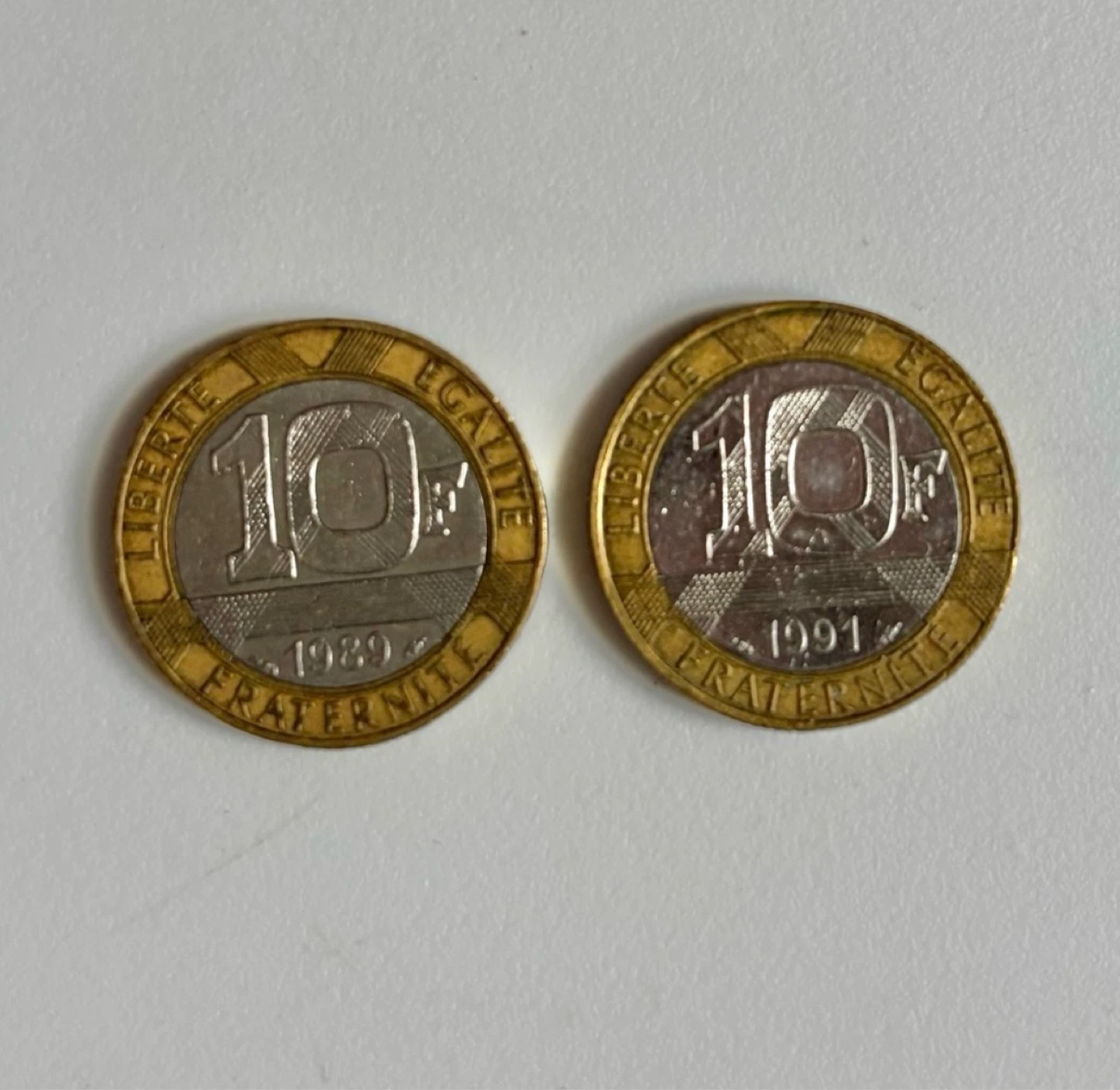 ⚽️Two 10 Franc Coins - France 1989 & 1991