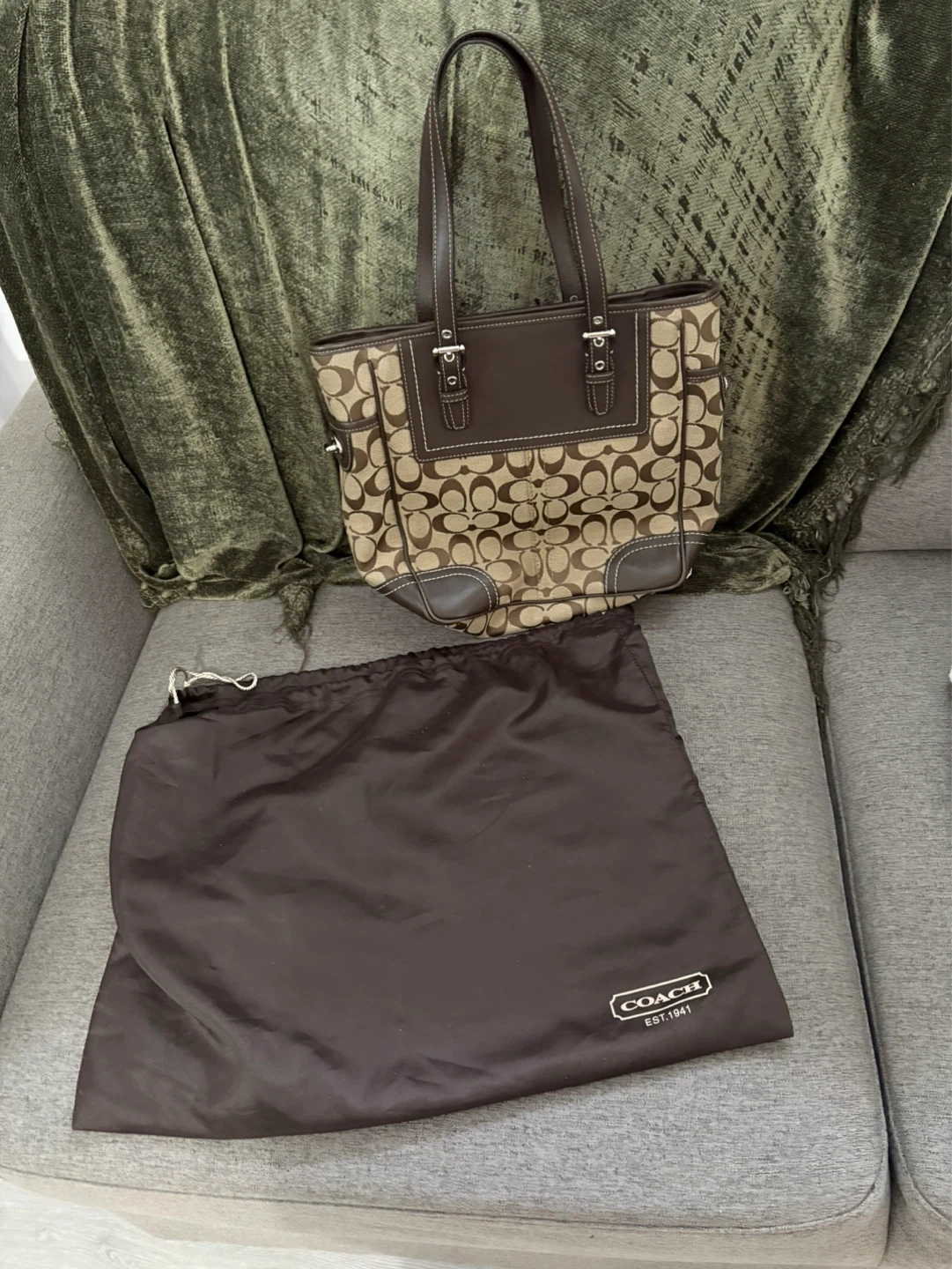 Coach Signature Tote Bag with Dust Bag
