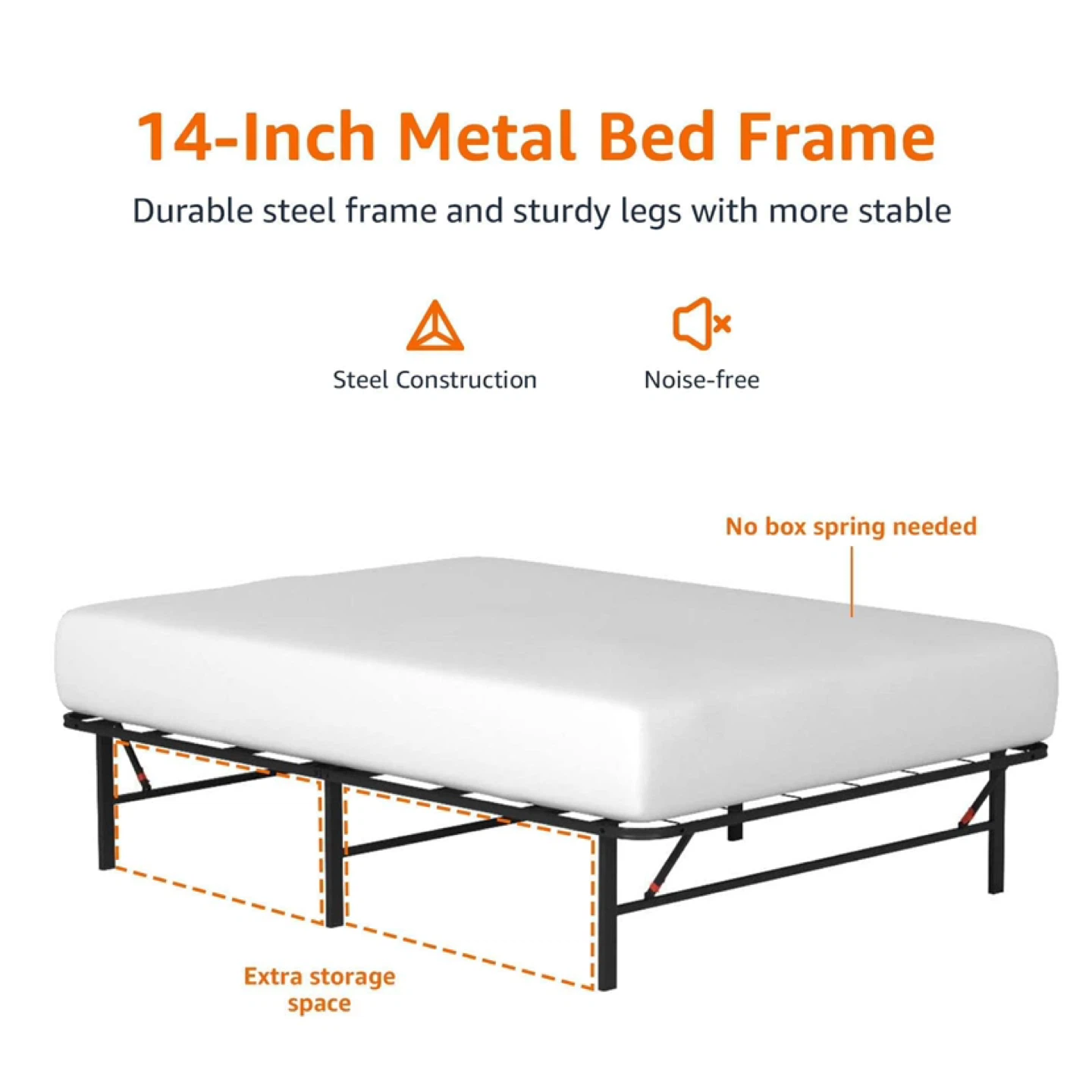 Queen Bed Frame with Storage, Foldable Metal Platform - photo 5