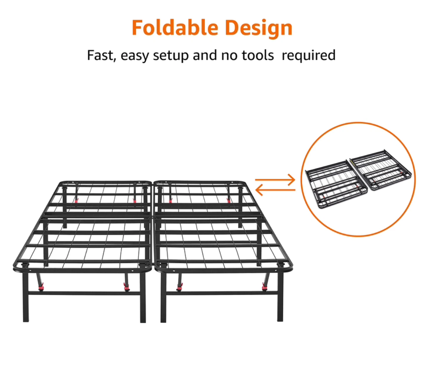 Queen Bed Frame with Storage, Foldable Metal Platform - photo 4