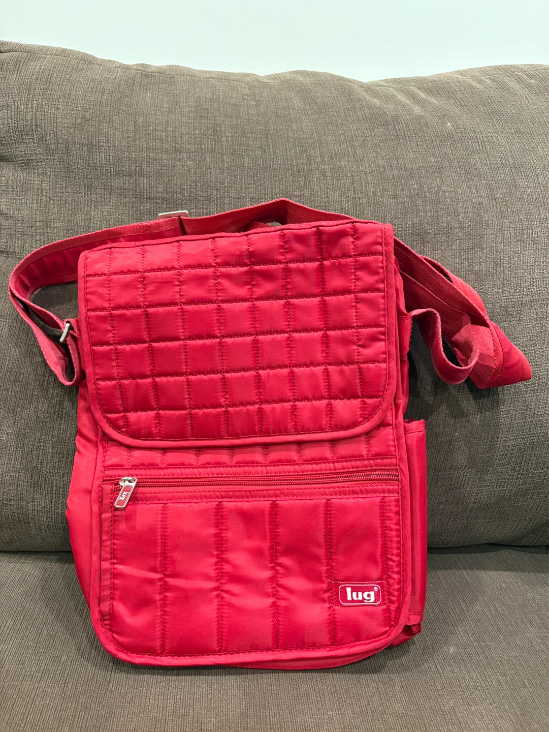 Lug Crossbody Red Messenger Style Purse Travel Organization
