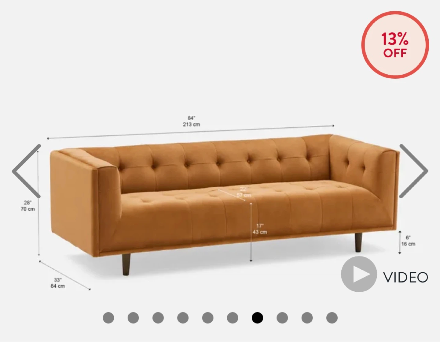 Velvet brown 3 seater sofa - photo 3