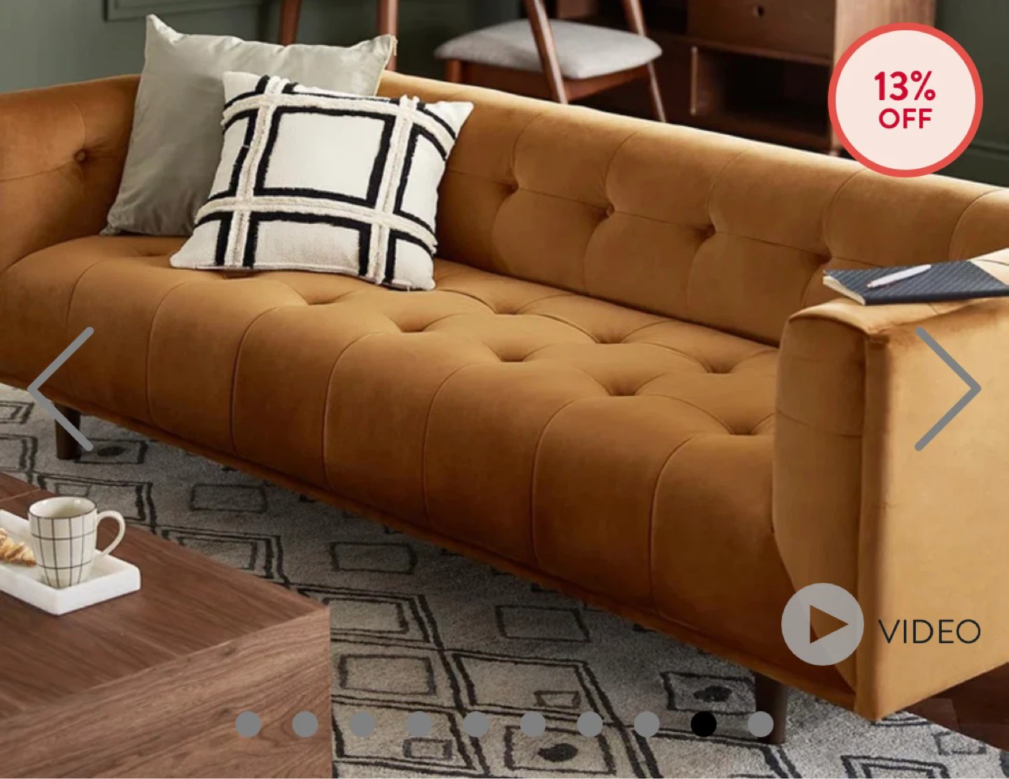 Velvet brown 3 seater sofa - photo 2